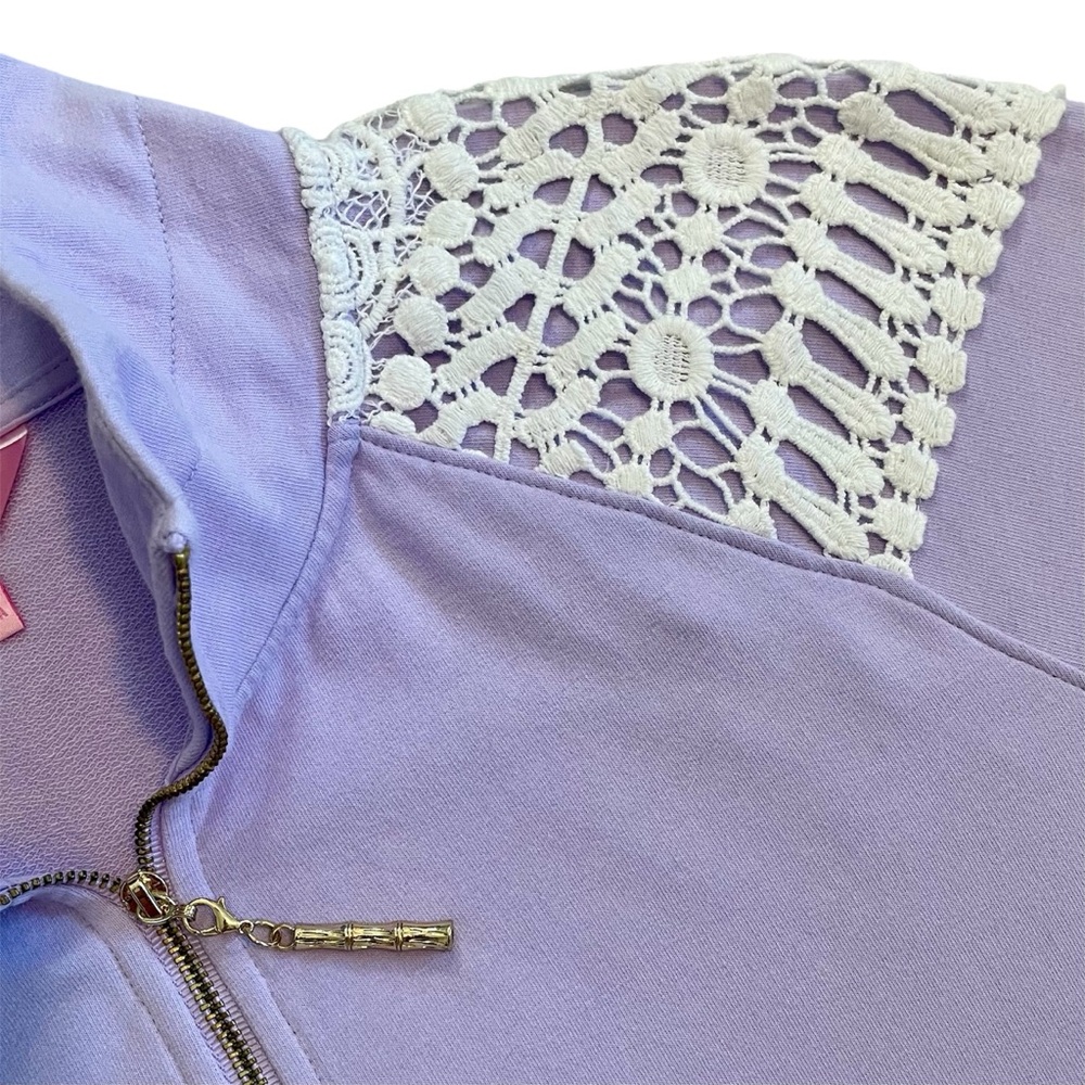 Lilly Pulitzer UPF 50+ Skipper Popover w/ Lace on Shoulders in Lilac Verbena - Picture 12 of 16